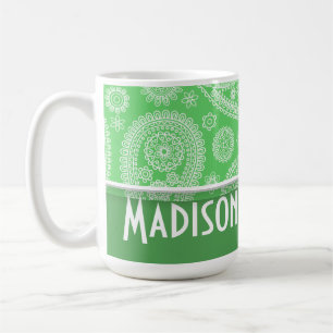 Girly Green Paisley Koffiemok