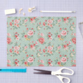 Girly Green Polka Dot  Floral Pattern Tissuepapier (Craft)