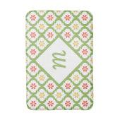 Girly Green Quatrefoil Cute Daisies en Monogram Badmat (Voorkant Verticaal)