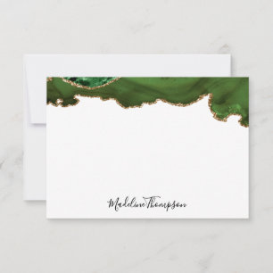 Girly Green Velvet Agate Geode Script Typografie 2 Notitiekaartje