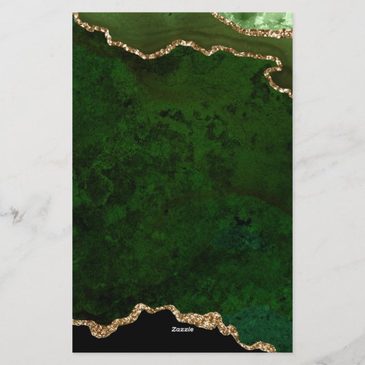 Girly Green Velvet Agate Geode Script Typografie Briefpapier (Achterkant)
