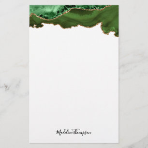 Girly Green Velvet Agate Geode Script Typografie Briefpapier