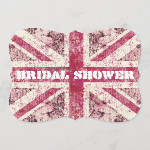 Girly grunge Union Jack british bride Kaart