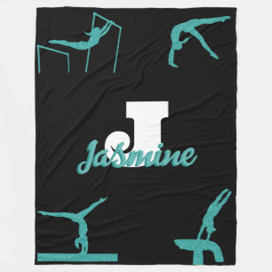 Girly Gymnastiek Turquoise Monogram Gepersonalisee Fleece Deken