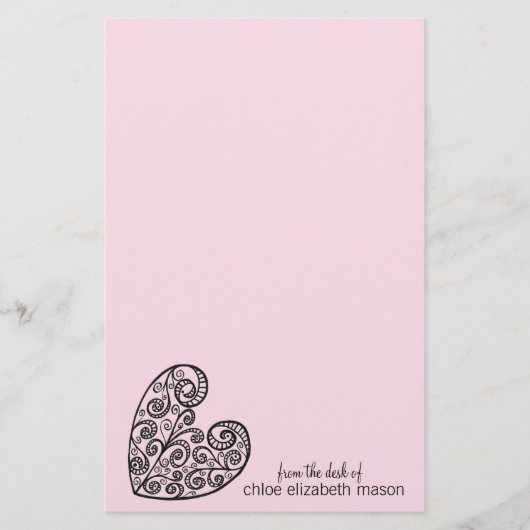 Girly Heart Doodles Stationery Briefpapier (Voorkant)
