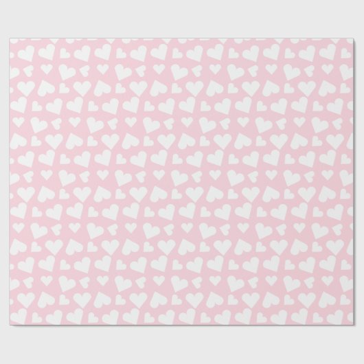Girly Heart Pattern Pink White Cadeaupapier (Vlak)