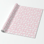 Girly Heart Pattern Pink White Cadeaupapier (Uitgerold)