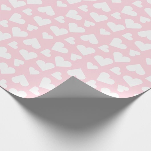 Girly Heart Pattern Pink White Cadeaupapier (Hoek)