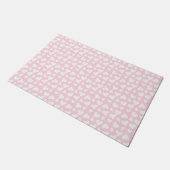 Girly Heart Pattern Pink White Deurmat (Schuin)