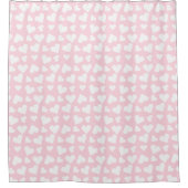 Girly Heart Pattern Pink White Douchegordijn (Voorkant)