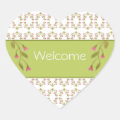 Girly Heart, roze groen en wit Hart Sticker (Voorkant)