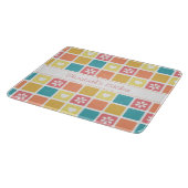 Girly Heart Square Pattern Retro Daisy Flowers Snijplank (Hoek)