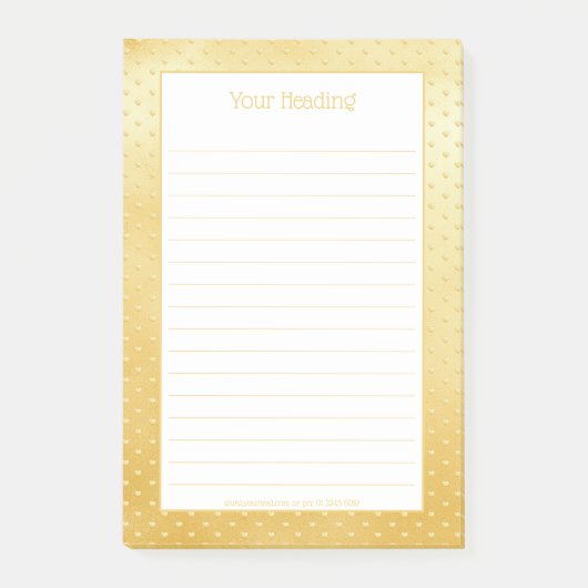 Girly Hearts Faux Gold Foil Golden Pattern Post-it® Notes (Voorkant)