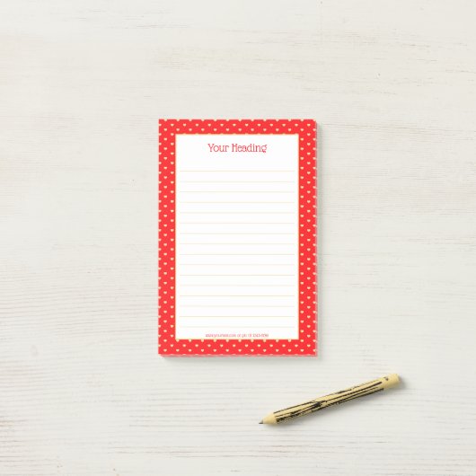 Girly Hearts Faux Gold Foil Red Pattern Post-it® Notes (Op bureau)