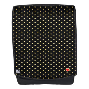 Girly Hearts Gold Faux Folie Black Pattern Rugtassen