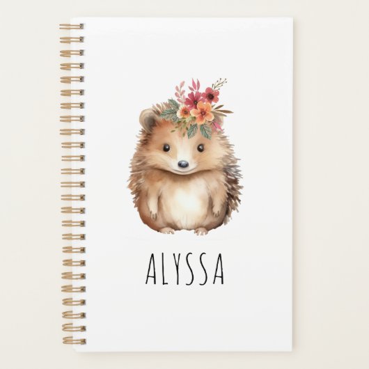 Girly Hedgehog gepersonaliseerd Planner (Voorkant)