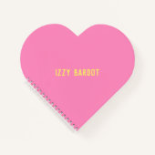 Girly Heet Roze en Geel Naam Hart Notitieboek (Voorkant)