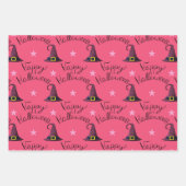Girly Heet Roze Gelukkig Halloween Gemengd Patroon Inpakpapier Vel (Voorkant 3)