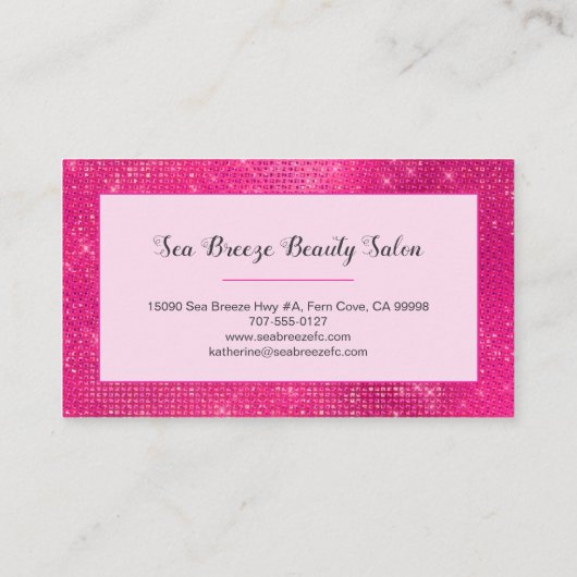 Girly Heet Roze Glam Diamant Sparkle Chique Monogr Visitekaartje (Achterkant)