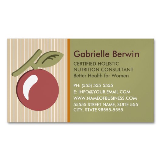 Girly Holistic Nutrition Consultant Women Health Magnetisch Visitekaartje (Voorkant)