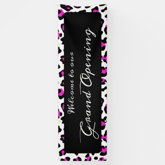 Girly Hot Pink Black en White Leopard Spot Spandoek (Verticaal)