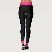 Girly Hot Pink Black Striped Leggings (Achterkant)