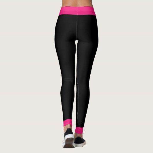 Girly Hot Pink Black Striped Leggings (Achterkant)