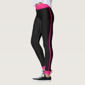Girly Hot Pink Black Striped Leggings (Links)