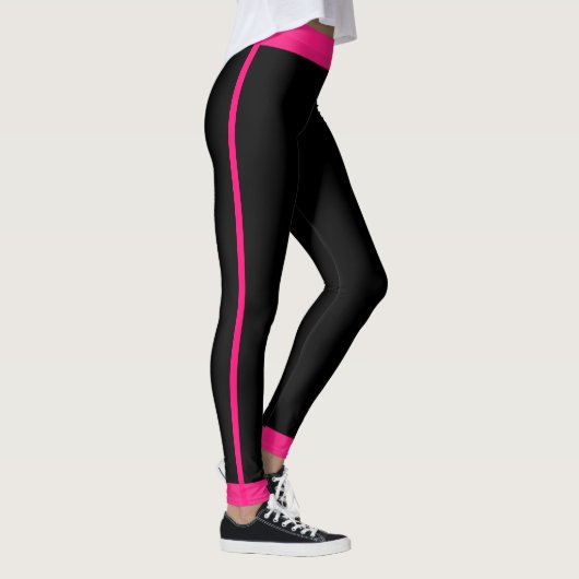 Girly Hot Pink Black Striped Leggings (Rechts)