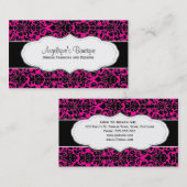 Girly Hot Pink Damask Visitekaartje (Voorkant / Achterkant)
