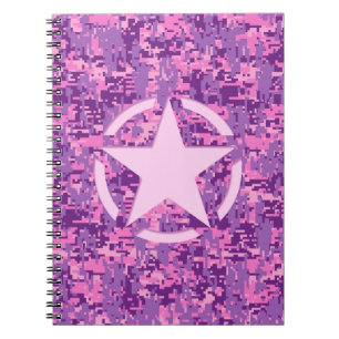 Girly Hot Pink Digital Camouflage Camo Notitieboek