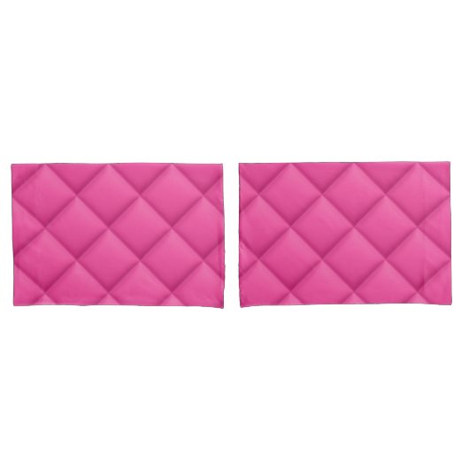 Girly Hot Pink Faux Quilted Diamond Pattern Kussensloop (Voorkant-Set)