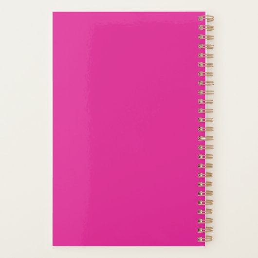 Girly Hot Pink Fun Modern Monogram Naam Planner (Achterkant)
