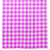 Girly Hot Roze en Witte Buffalo Plaid Douchegordijn (Voorkant)