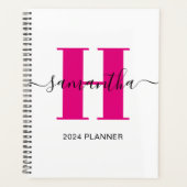 Girly Hot roze monogram Planner (Voorkant)