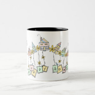 Girly Housewarming Happy Home Gift Tweekleurige Koffiemok