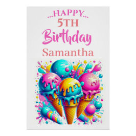 Girly ijs schattige verjaardag perfect poster