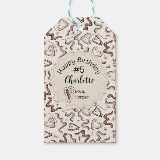 Girly Insects Heart Worm-ing Wishes Verjaardag Cadeaulabel