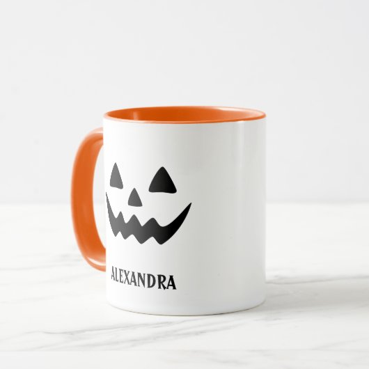 Girly Jack O Lantern Pumpkin Face Halloween Mok (Voorkant links)