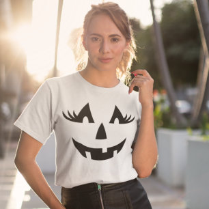 Girly Jack-o-lantern Pumpkin Face Halloween T-shirt