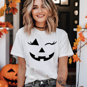  Girly Jack O Lantern Pumpkin Face Halloween T-shirt
