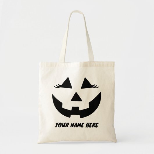 Girly Jack-o-lantern Pumpkin Face Halloween Tote Bag (Voorkant)