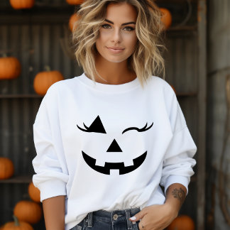 Girly Jack O Lantern Pumpkin Face Halloween Trui