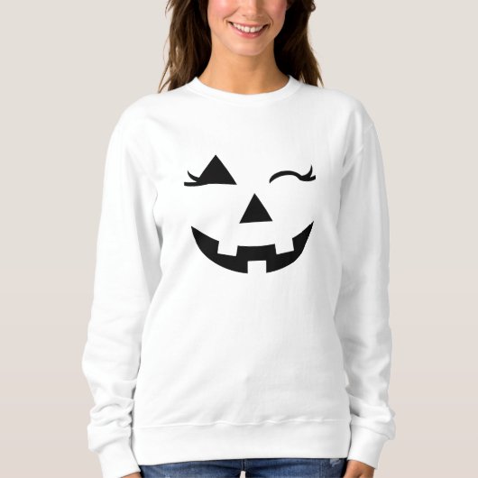Girly Jack O Lantern Pumpkin Face Halloween Trui (Voorkant)