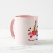 Girly katten en cadeaus ster hart roze Kerst Mok (Voorkant links)