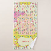 Girly Kawaii Doodle Pastel Blobs (Serviette de bain)
