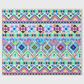 Girly Kleurrijke Aztec Tribal Pattern Cadeaupapier (Vlak)