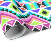 Girly Kleurrijke Aztec Tribal Pattern Cadeaupapier (Rol Hoek)