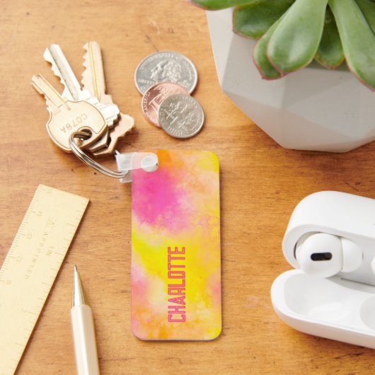 Girly Kleurrijke Gradiënt Lichtgevende Vreugde + N Sleutelhanger (Bureau)