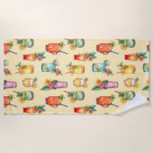 Girly Kleurrijke Waterverf Cocktail Pattern Strandlaken (Voorkant)